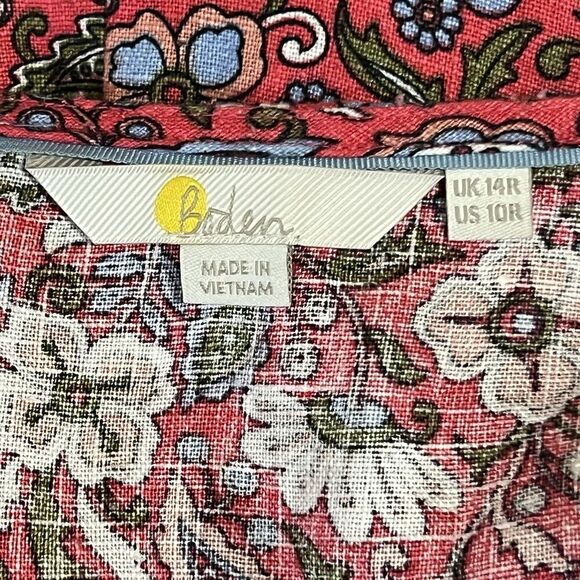 Boden Womens Size 10 Flippy V-Neck Linen Floral Print Mini Dress - Picture 5 of 5